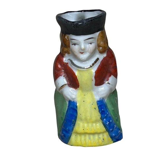Vintage Miniature Toby Jug Pitcher Creamer Colonial Woman Made in Occupied Japan - Picture 1 of 7